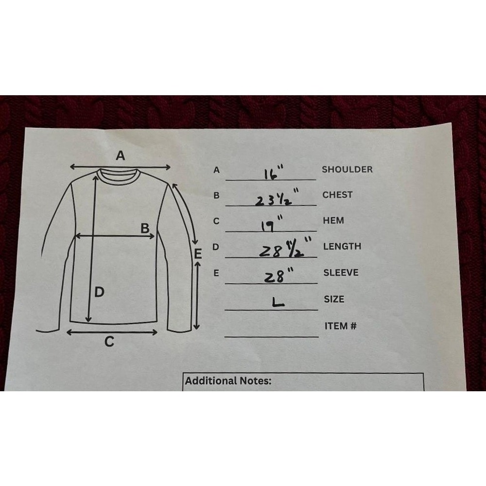 Nautica Mens Burgundy Cable Knit L 100% Cotton Crewneck Sweater Nautical Logo - Picture 7 of 9